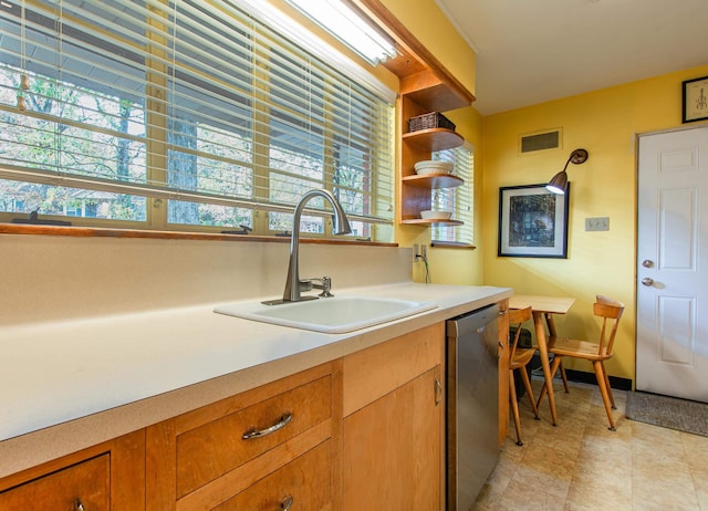 kitchen with a healthy amount of sunlight, sink, and stainless steel dishwasher