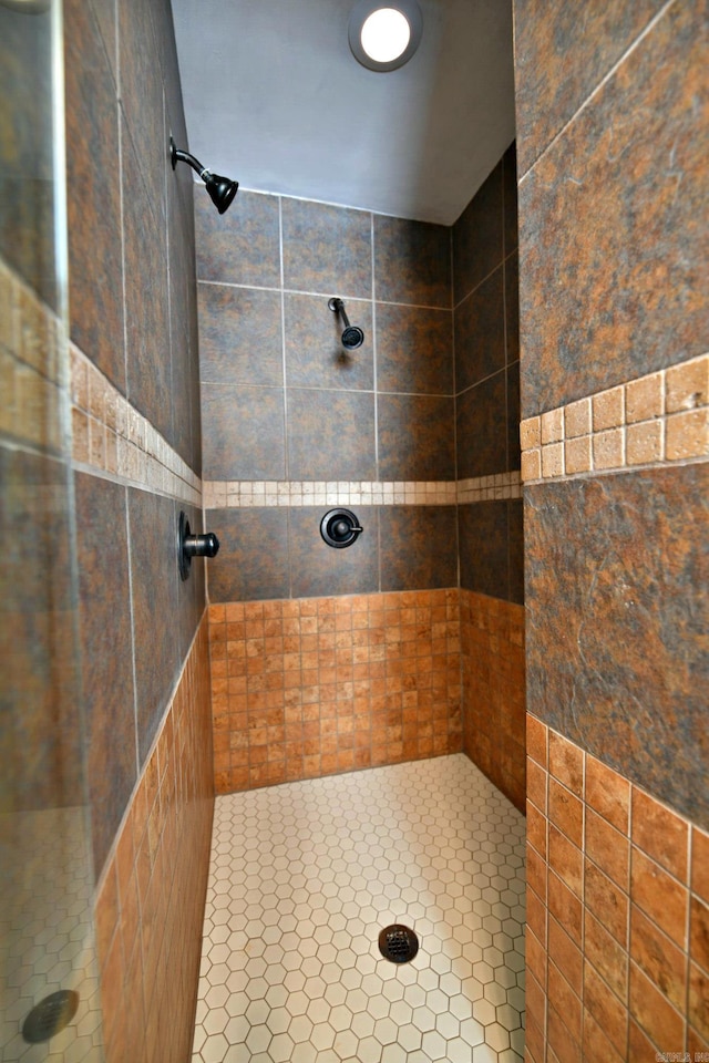 bathroom with tiled shower