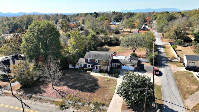 aerial view with a mountain view