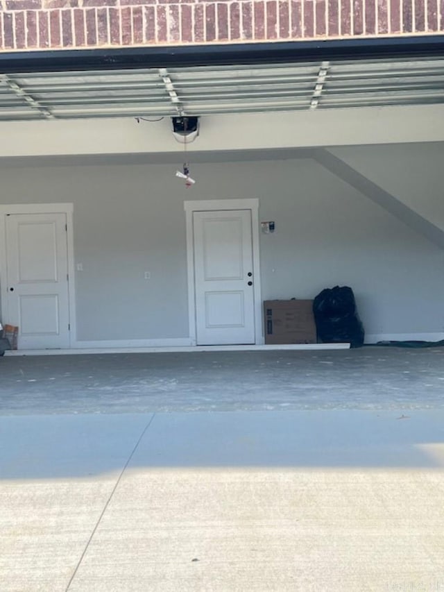 garage with a garage door opener