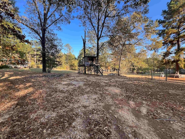 view of yard with a playground