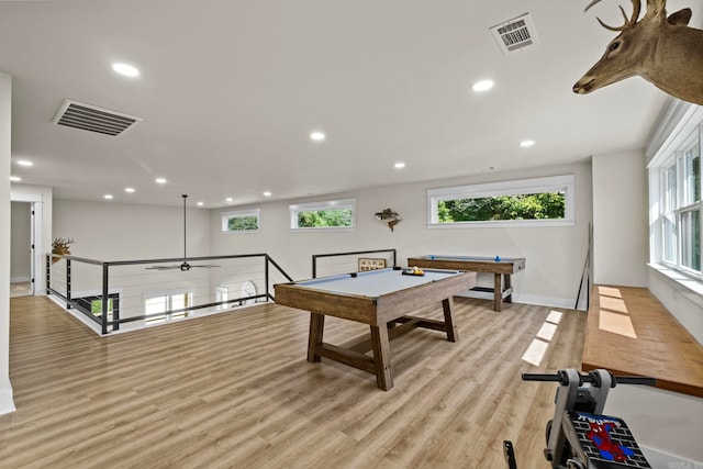 game room featuring light hardwood / wood-style floors and pool table