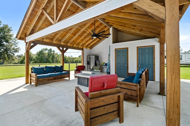 view of patio with ceiling fan