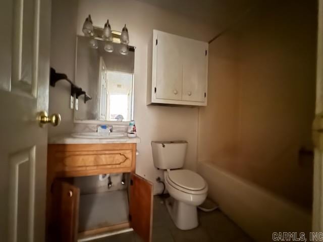 full bathroom featuring vanity, toilet, and shower / bathtub combination