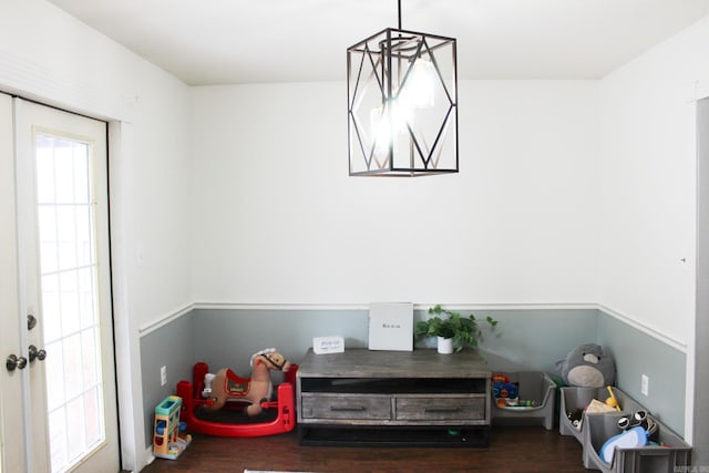 rec room featuring dark hardwood / wood-style floors