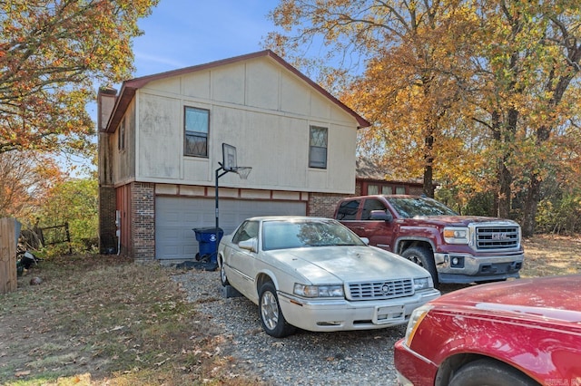 exterior space with a garage