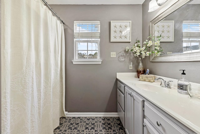 bathroom featuring vanity and tile patterned floors