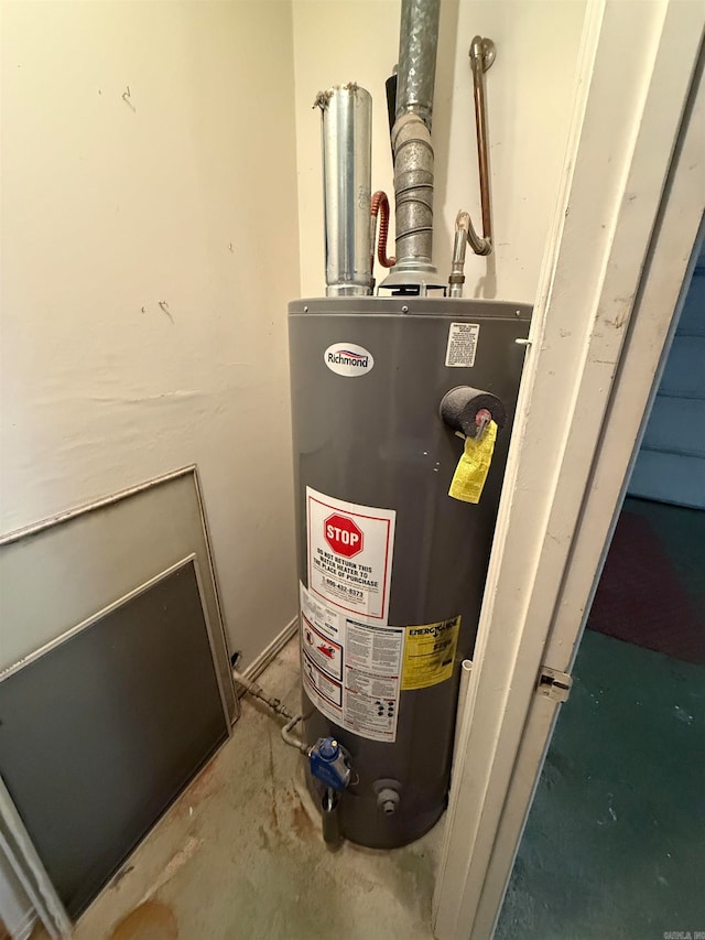 utility room with water heater