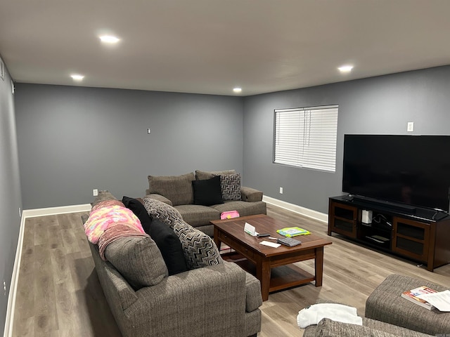 living room featuring light hardwood / wood-style flooring