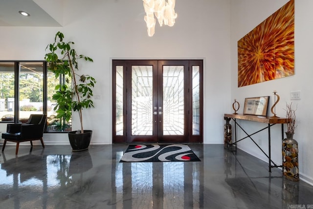 entryway featuring french doors