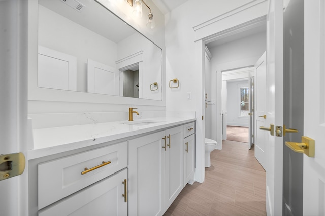 bathroom with toilet and vanity