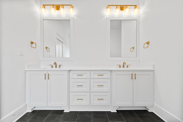 bathroom with vanity and tile patterned floors