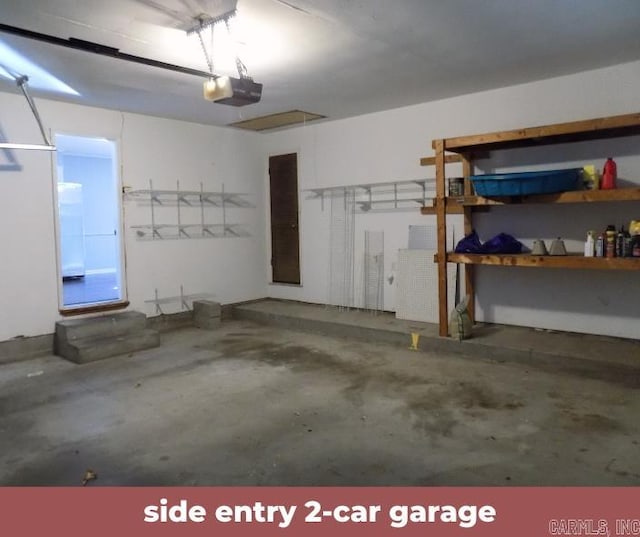 garage with a garage door opener