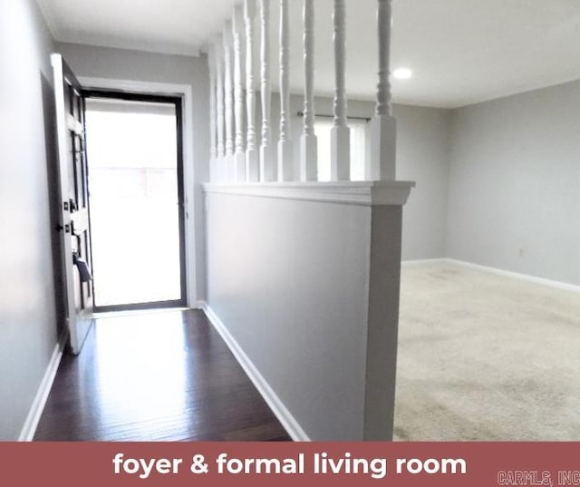 corridor with dark hardwood / wood-style floors