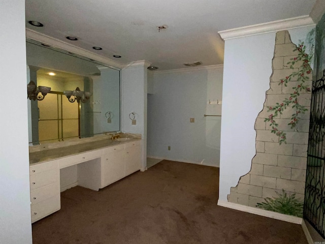 bathroom featuring vanity and crown molding