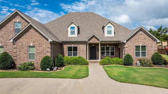 view of front of home with a front lawn