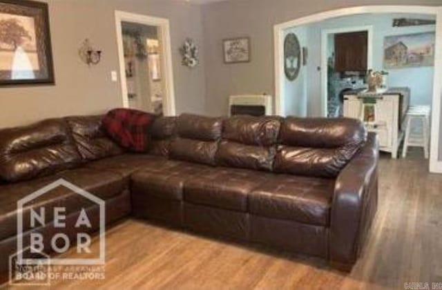 living room with hardwood / wood-style floors