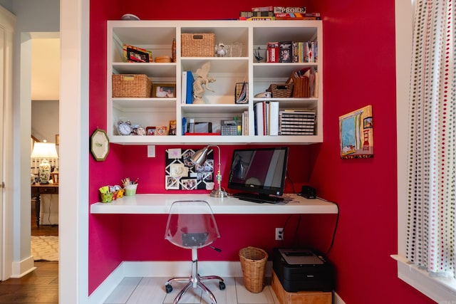 office space featuring hardwood / wood-style floors