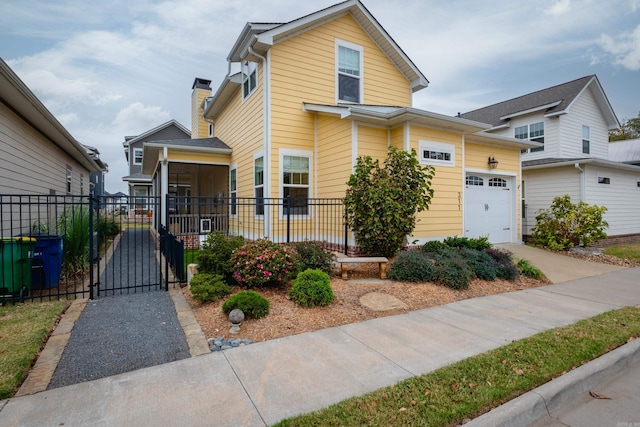 view of property featuring a garage