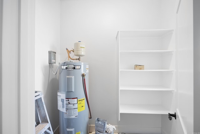 utility room featuring water heater