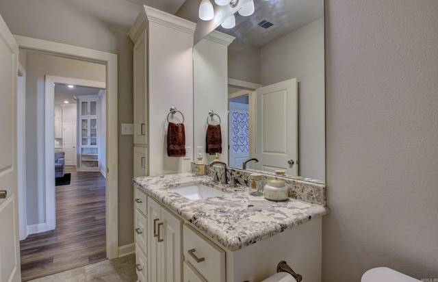 bathroom featuring wood-type flooring and vanity