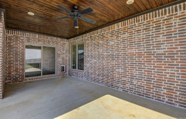 view of patio featuring ceiling fan