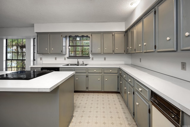 kitchen featuring gray cabinetry, a healthy amount of sunlight, and sink