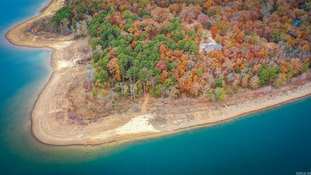 drone / aerial view with a water view and a view of the beach