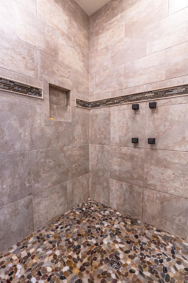 bathroom with a tile shower