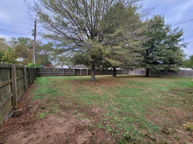 view of yard with a fenced backyard