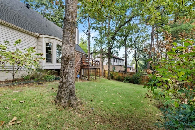 view of yard featuring a deck