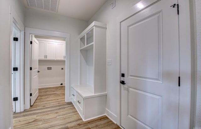 mudroom featuring light hardwood / wood-style floors