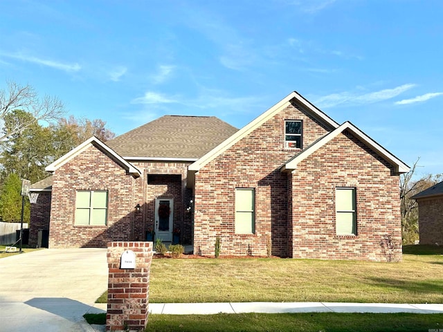 view of property featuring a front lawn