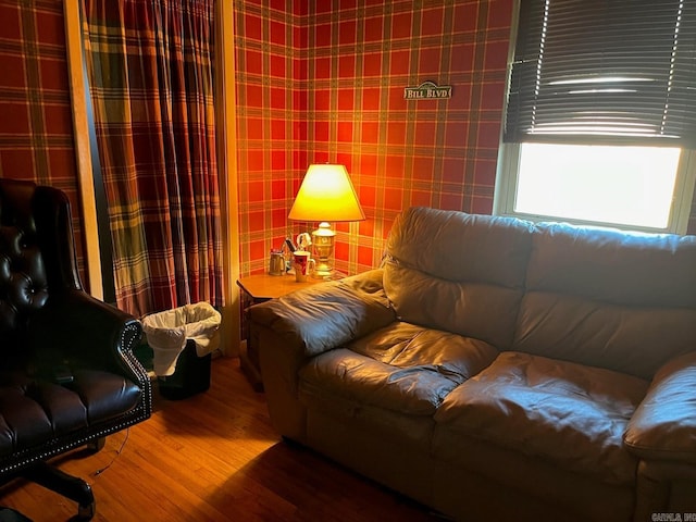 living room with hardwood / wood-style flooring