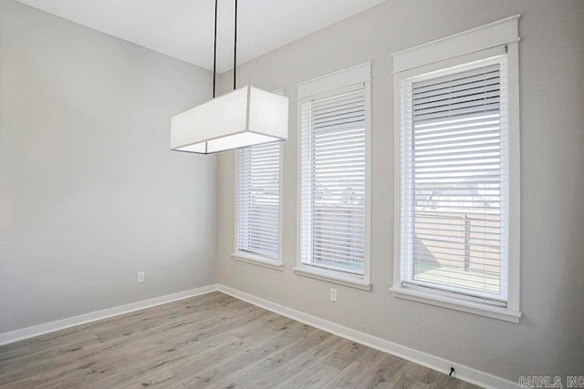 unfurnished dining area featuring light hardwood / wood-style flooring