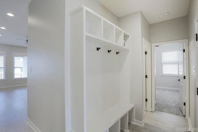 mudroom with light wood-type flooring