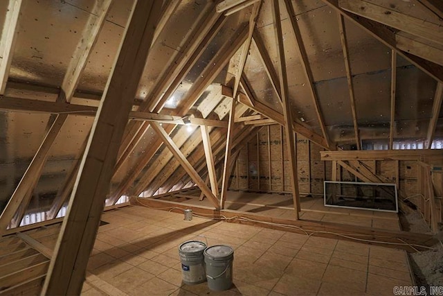 view of unfinished attic