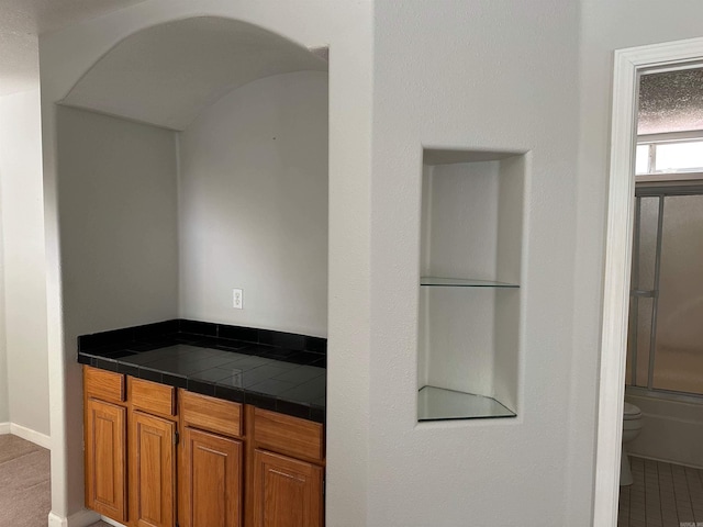 kitchen with tile patterned flooring