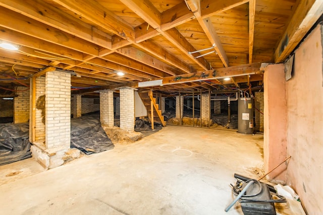 basement featuring water heater