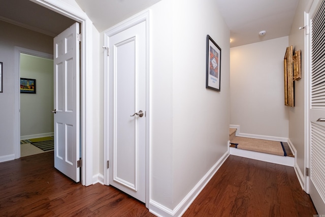 hallway featuring dark hardwood / wood-style floors