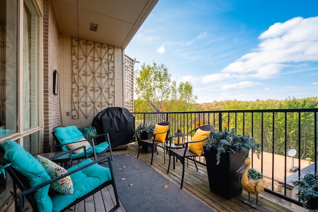 balcony featuring area for grilling