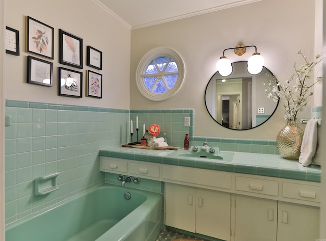 2006 S Prairie St, Stuttgart, AR 72160 - bathroom with a bath, vanity, and crown molding