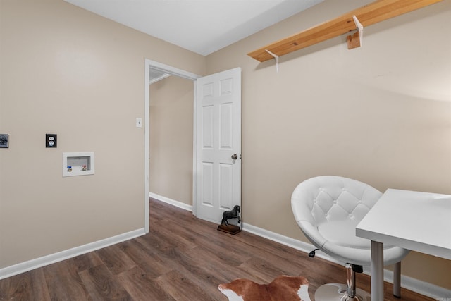 office with dark hardwood / wood-style floors