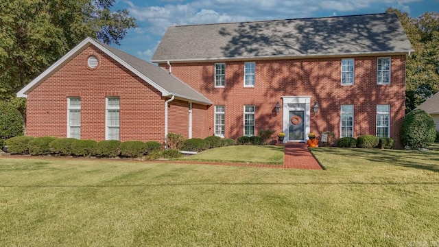 colonial house with a front lawn