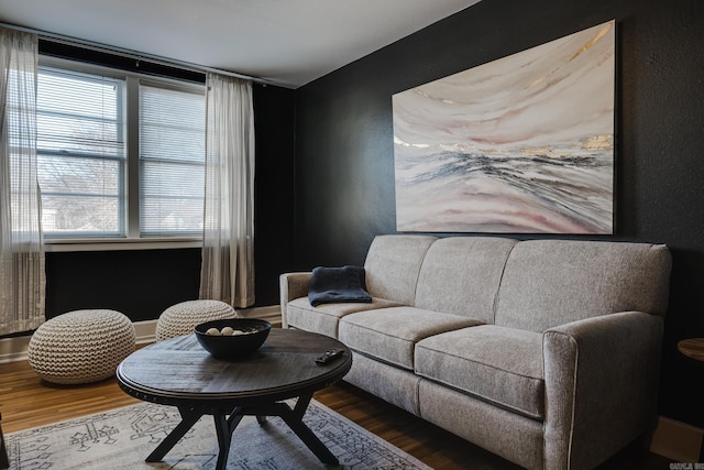 living area featuring wood-type flooring