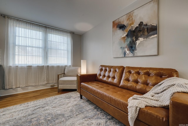 living room with hardwood / wood-style floors