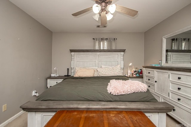 unfurnished bedroom with ceiling fan and carpet floors