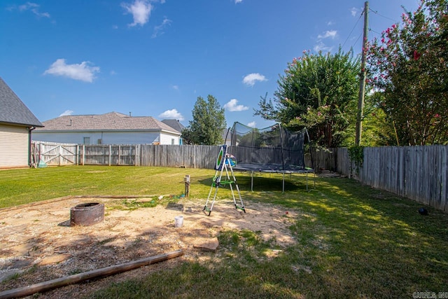 view of yard featuring a trampoline