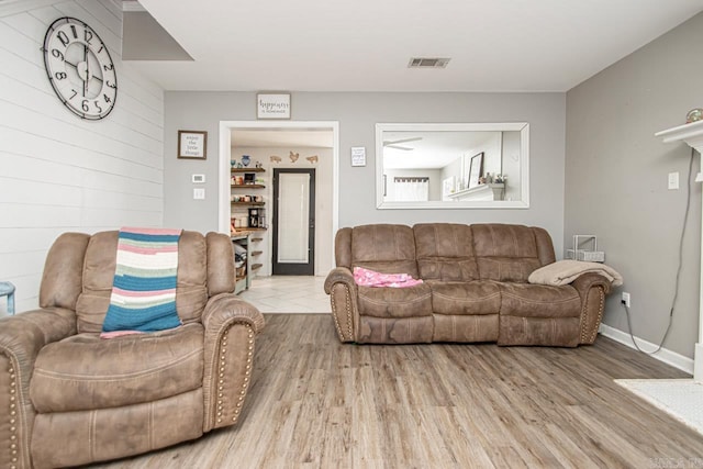 living room featuring light hardwood / wood-style floors