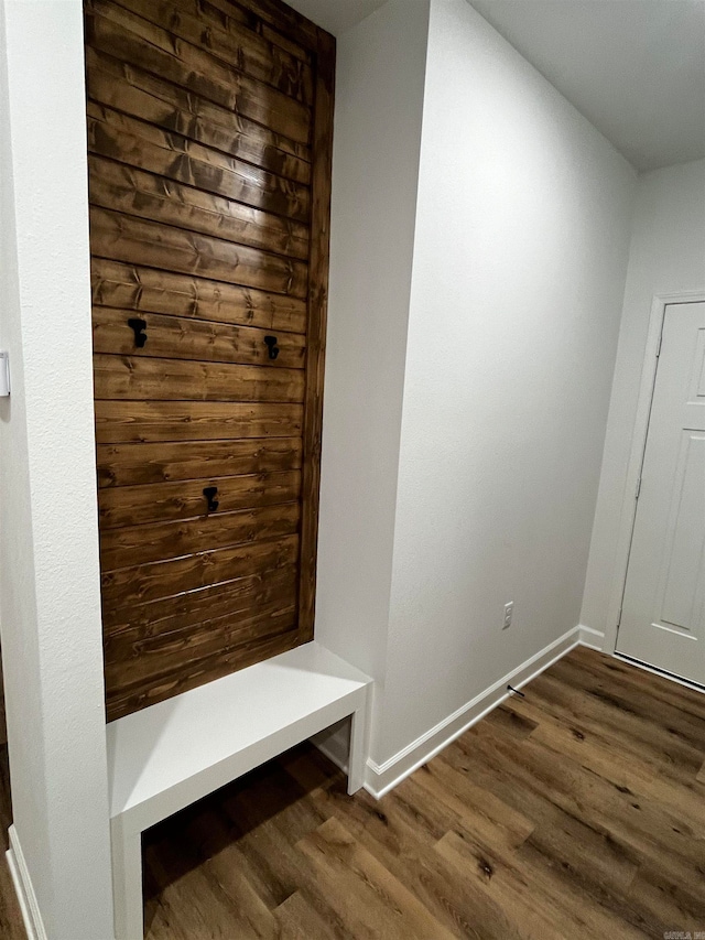 mudroom with dark wood-type flooring